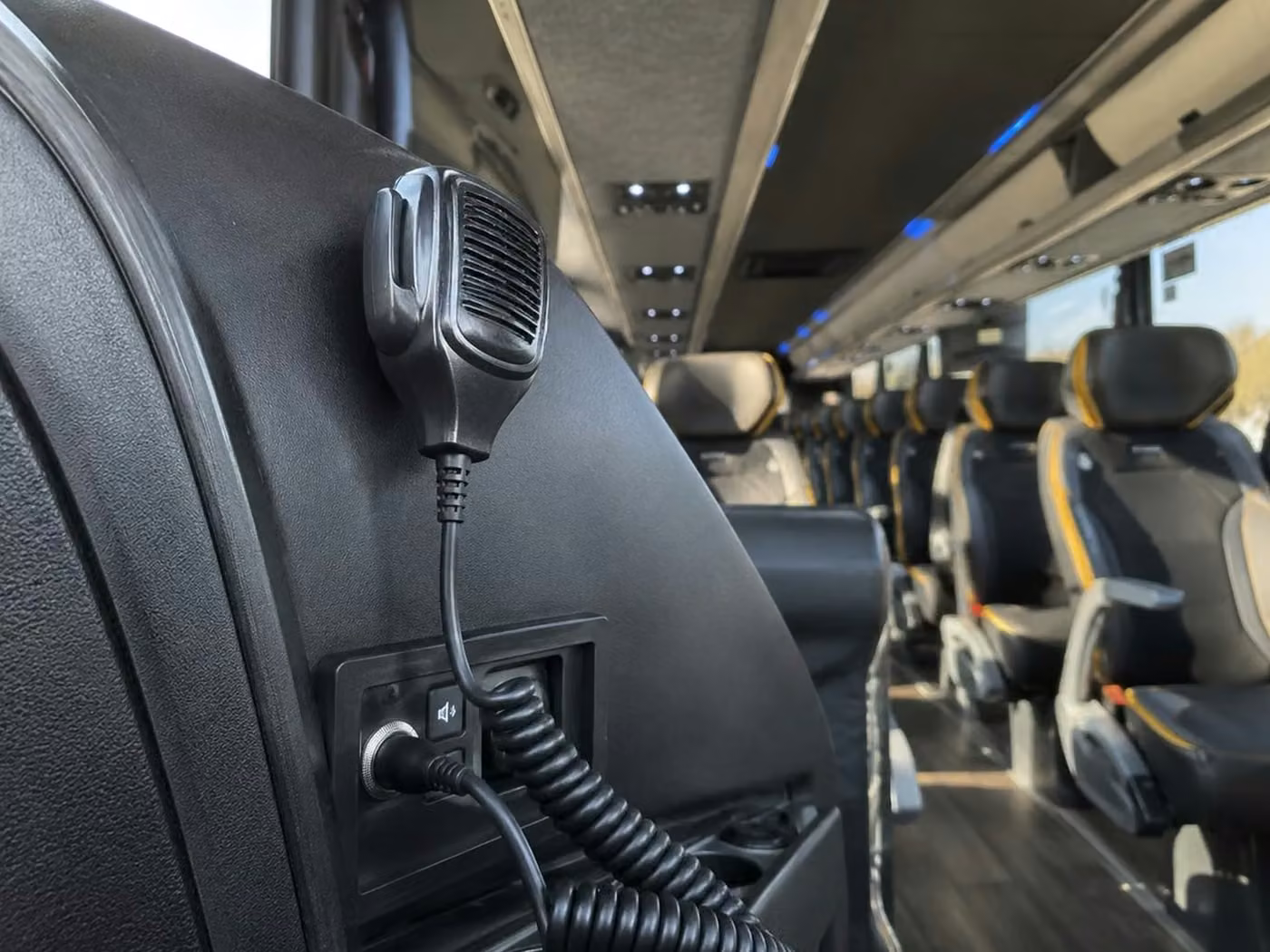 goleta 56 passenger charter bus pa system